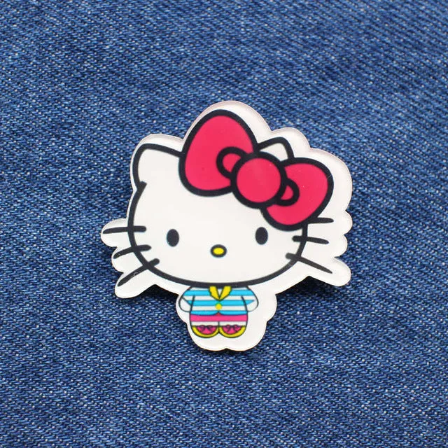 cute Animal acrylic Cartoon Brooches Pin lovely cat and dog Bear lapel pin small Minne Hello kitty Broches batman enamel jewelry