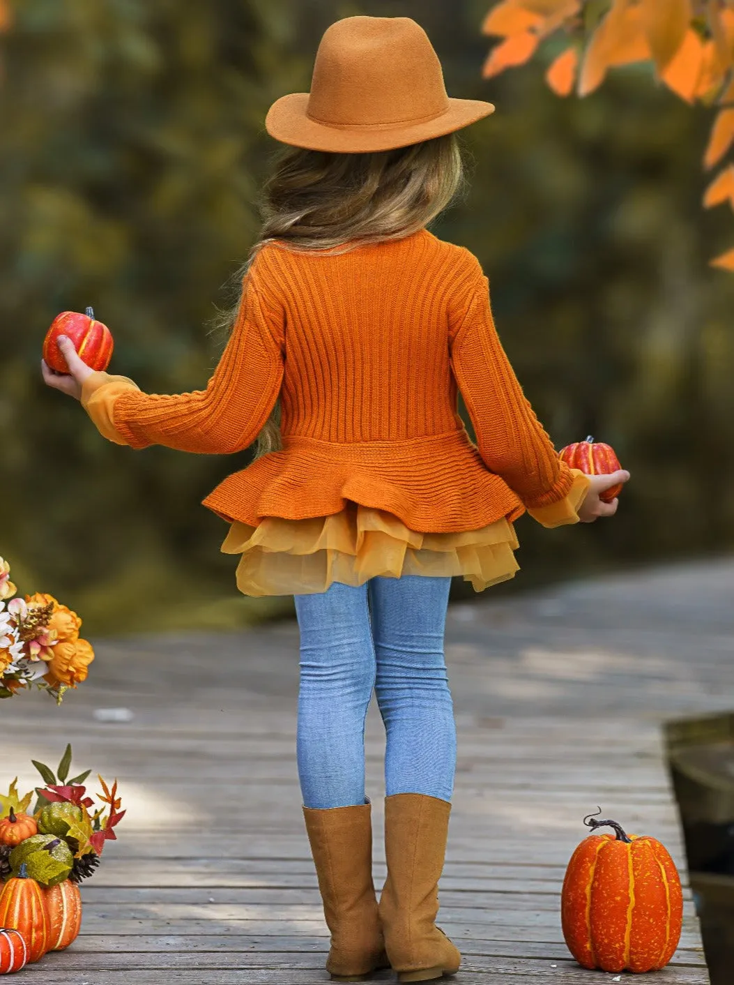 Cute As Pie Pumpkin Cable Knit Tutu Sweater