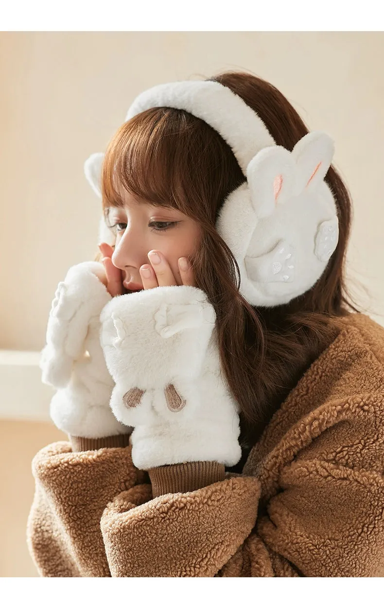 Cute Bunny Ears Plush Gloves