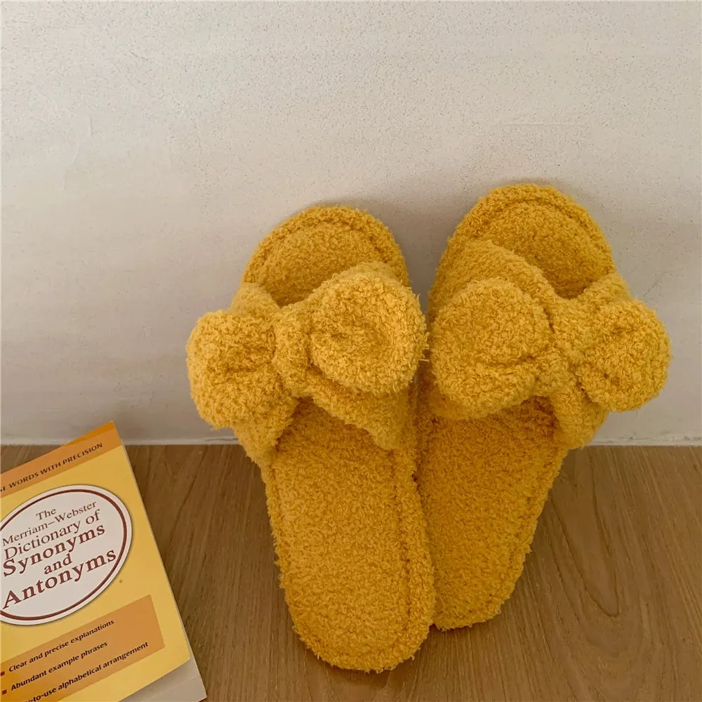 Cute Heart Plush Velvet Cotton Slippers for Women