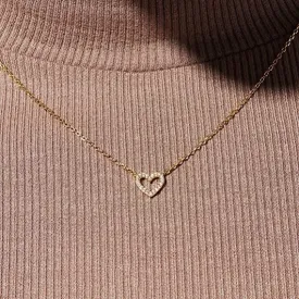 Dainty Diamond Heart Necklace Tiny Love Heart Everyday Necklace for Women