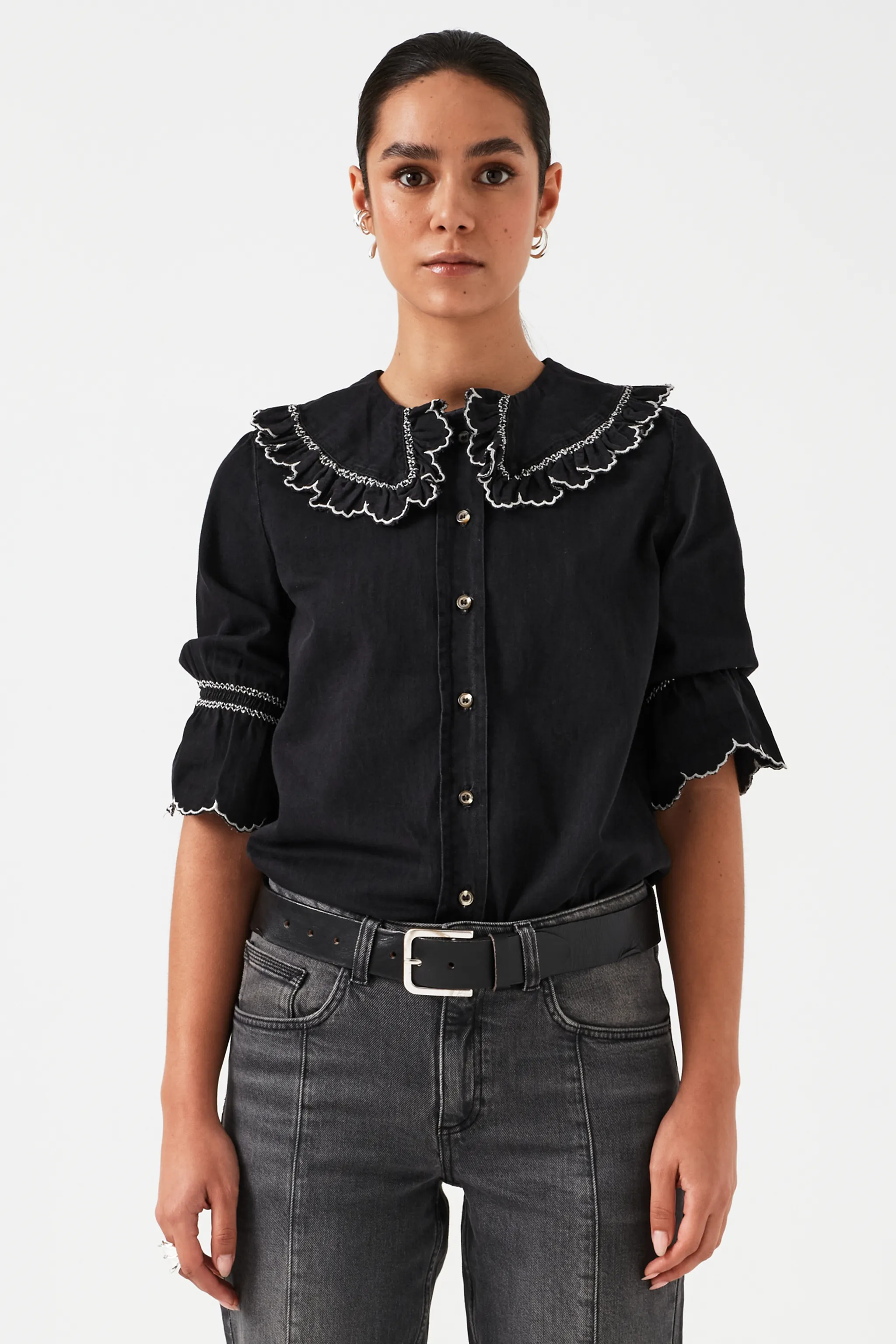 Daisy Blouse in Black Denim