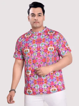 Daisy Flower Digital Printed Round Neck T-Shirt Men's Plus Size