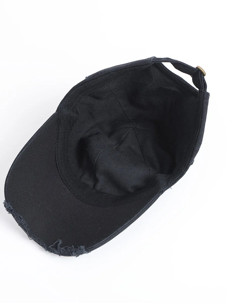 Damaged Embroidered Logo Peaked Cap