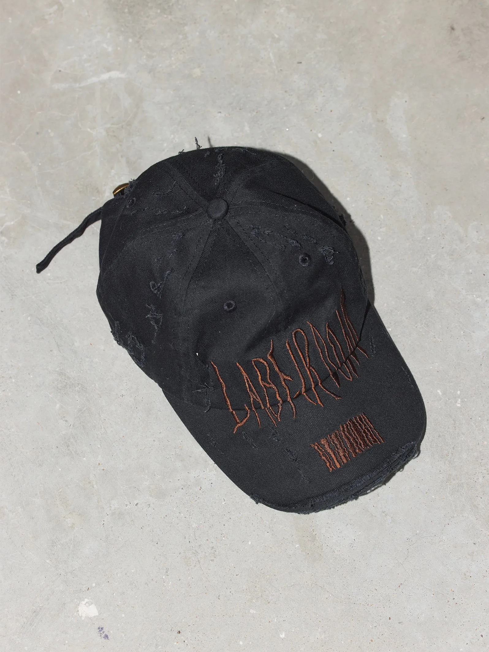 Damaged Embroidered Logo Peaked Cap