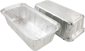 D&W Fine Pack A86 2 lb. Aluminum Foil Closable Loaf Pan w/Dome Lid 50/PK