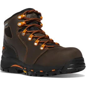 Danner Women's Vicious 4" Plain Toe WP Slip Resist Work Boot -Brown- 13883