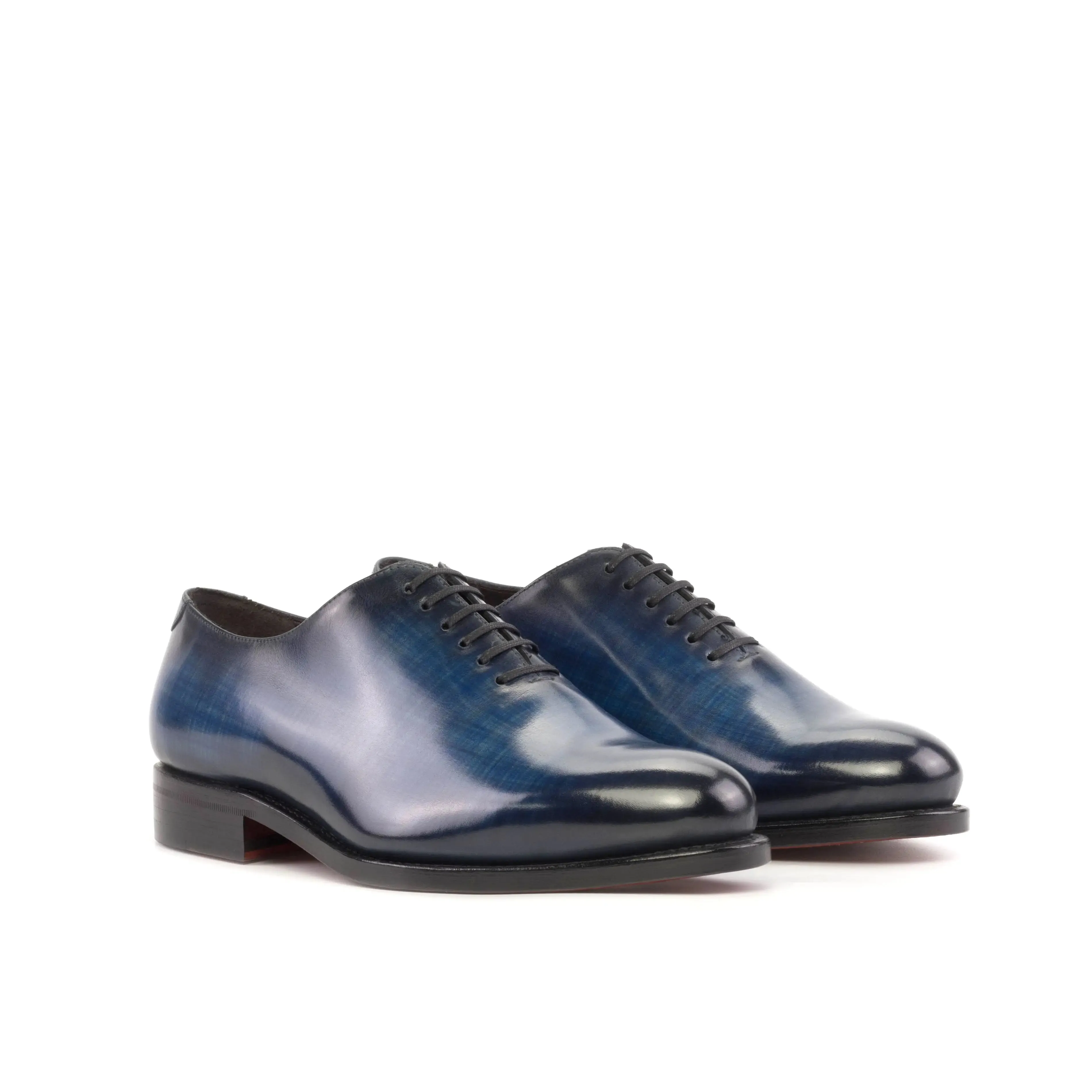 DapperFam Giuliano in Denim Men's Hand-Painted Patina Whole Cut