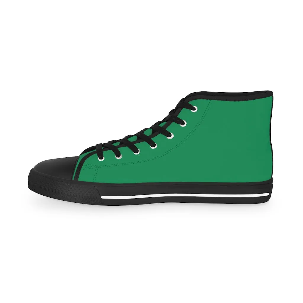 Dark Green Men's High Tops, Modern Minimalist Best Men's High Top Sneakers (US Size: 5-14)