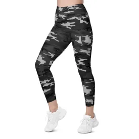 Dark Grey Camo Leggings with Pockets