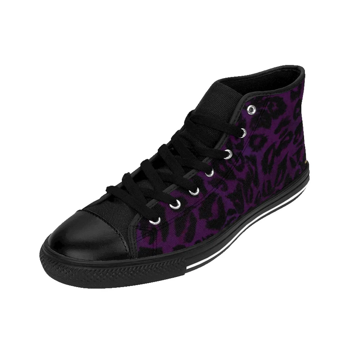 Dark Purple Leopard Sneakers, Animal Print Premium High-top Fashion Running Shoes For Men  (US Size: 6-14)