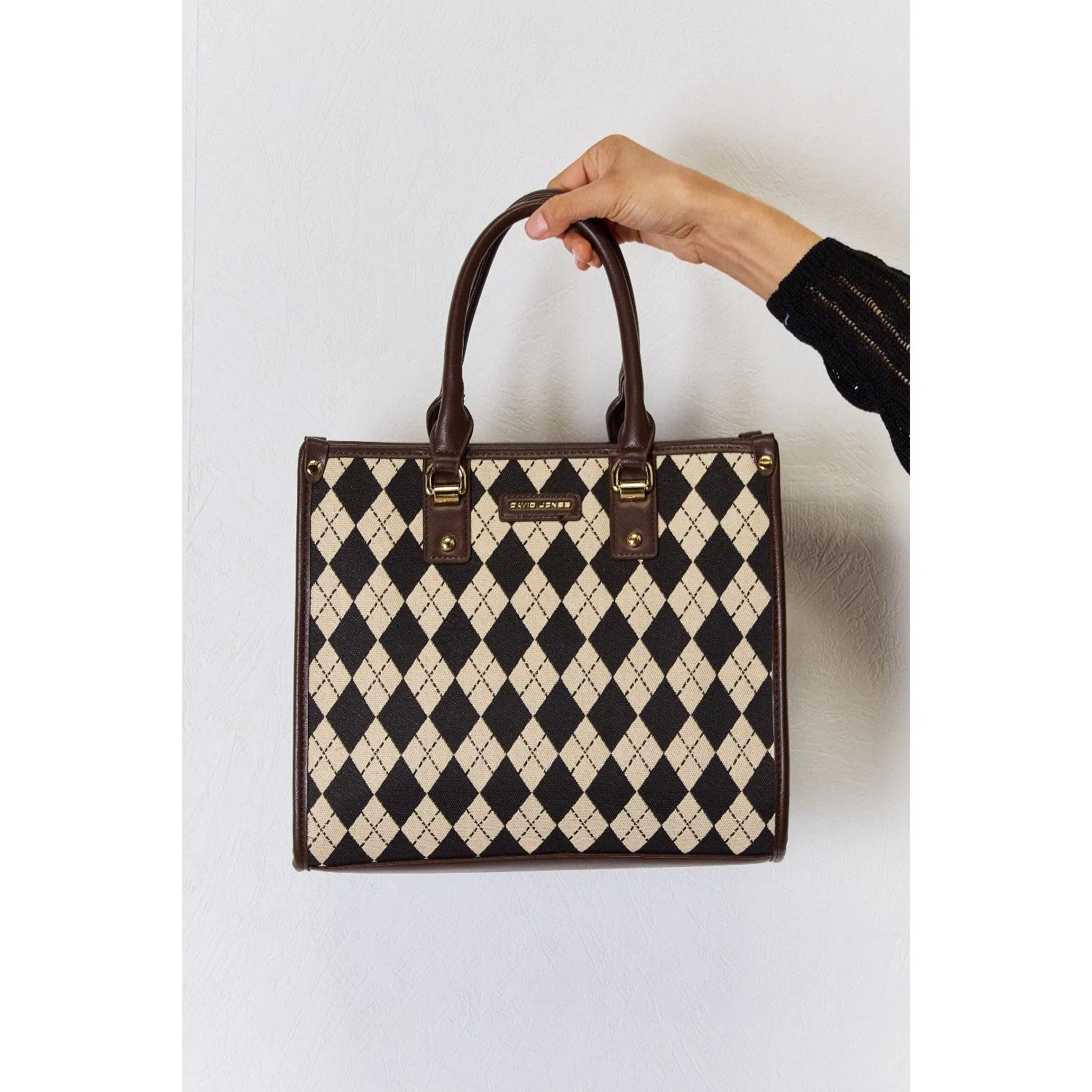 David Jones Argyle Pattern PU Leather Handbag