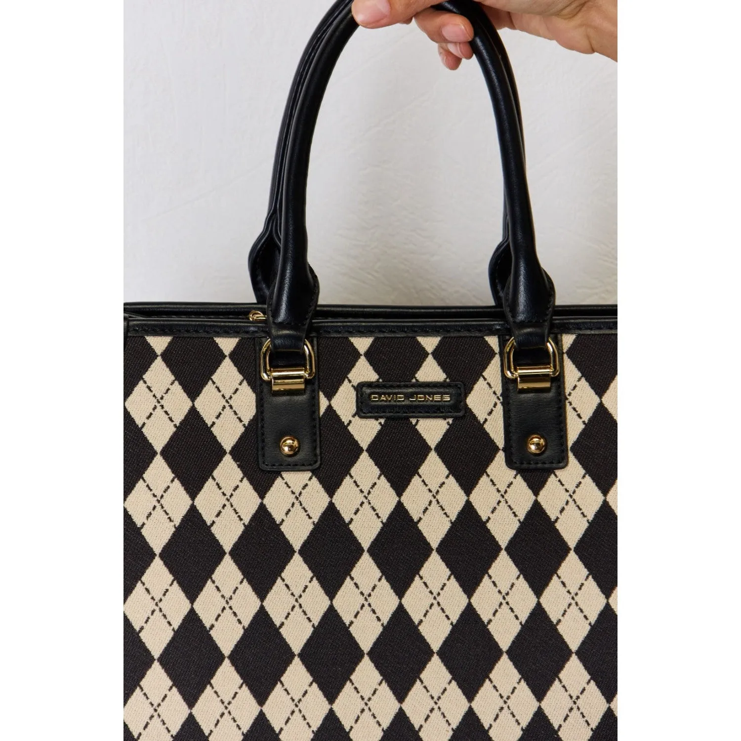 David Jones Argyle Pattern PU Leather Handbag