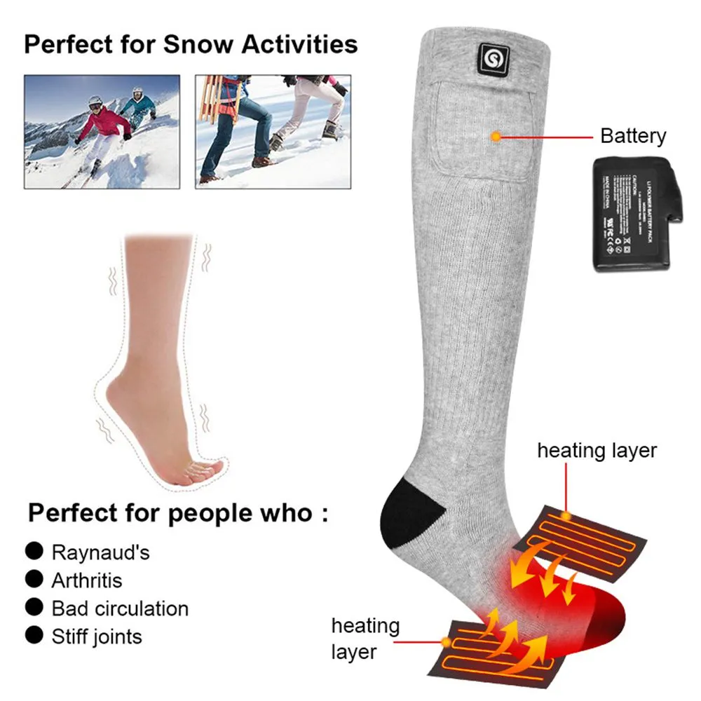 Day Wolf 7.4V Heated Socks Thermal Men Women Warming Long Ski Socks