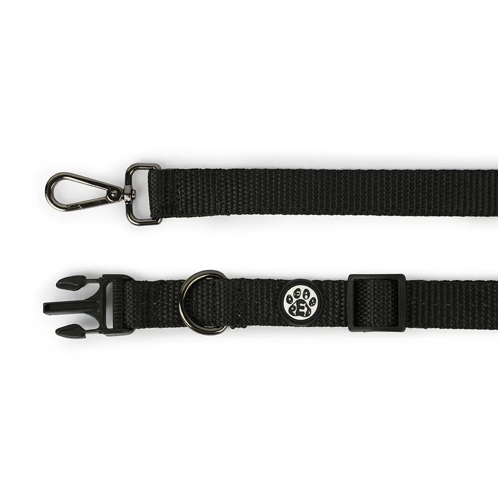 Dear Pet Nylon Dog Collar-Leash Set in Black