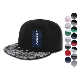 Decky Trendy Paisley Bandana Snapback Two Tone 6 Panel Flat Bill Hats Caps