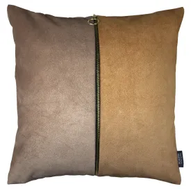 Decorative Zip Caramel   Brown Velvet Cushion