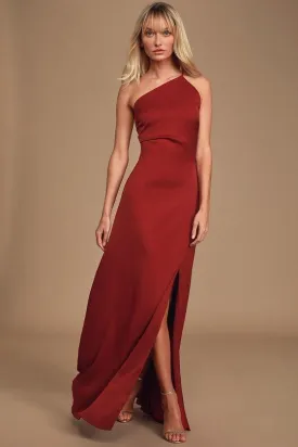 DeepRed Slit Gown