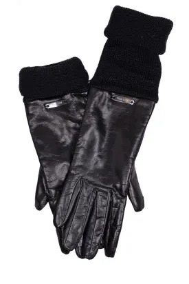 DEMI HEDDA Extra Long Black Leather Women Gloves