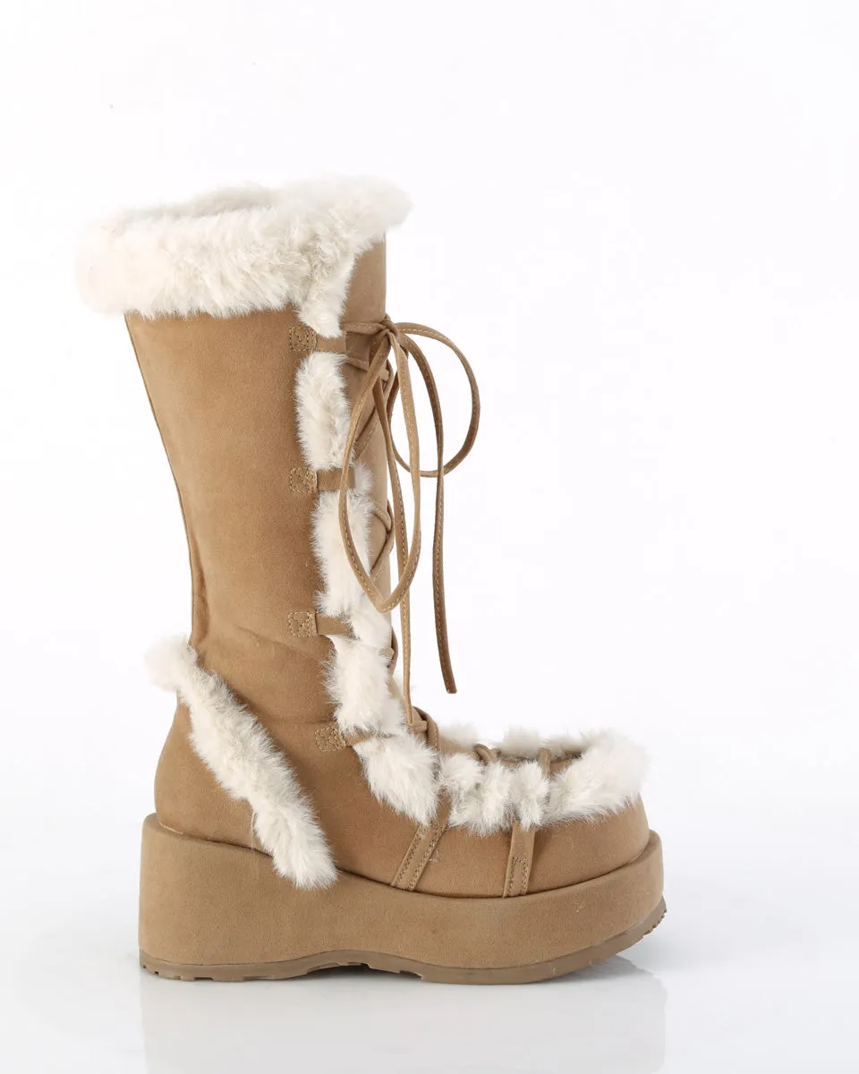 Demonia Brown Winter Solstice Faux Fur Boots