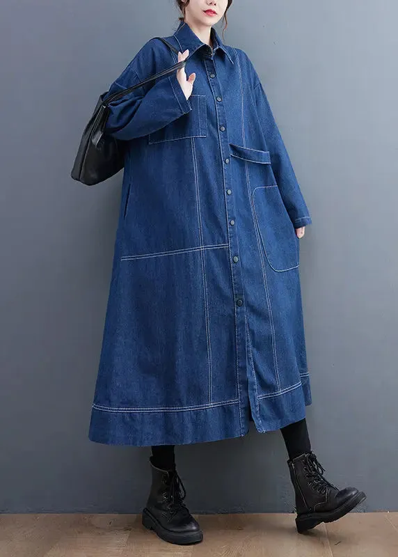 Denim Long Trench Coat