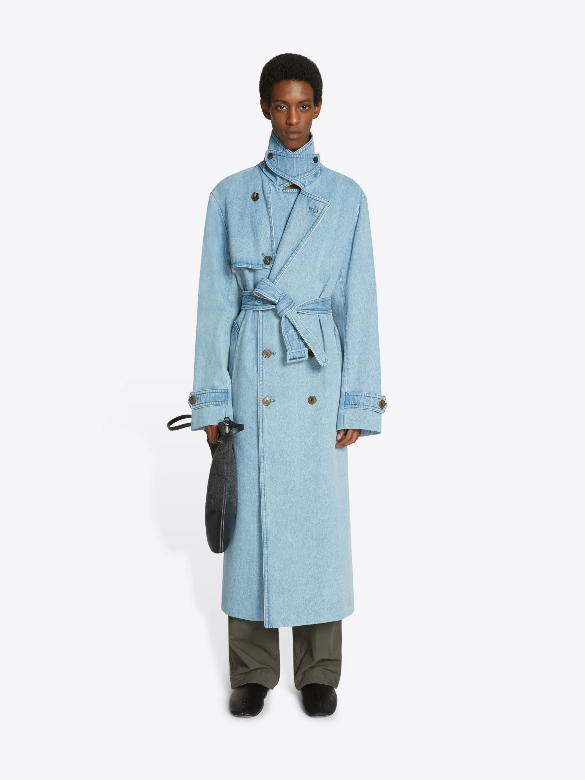 Denim trench coat