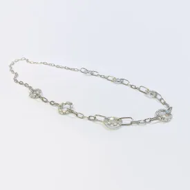 DIAMANTE AND BAGUETTE GEM HOOP CHAIN NECKLACE