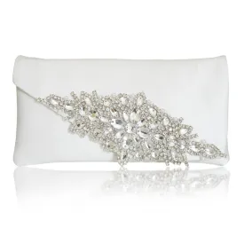 Diamante and ivory satin clutch handbag Harriet