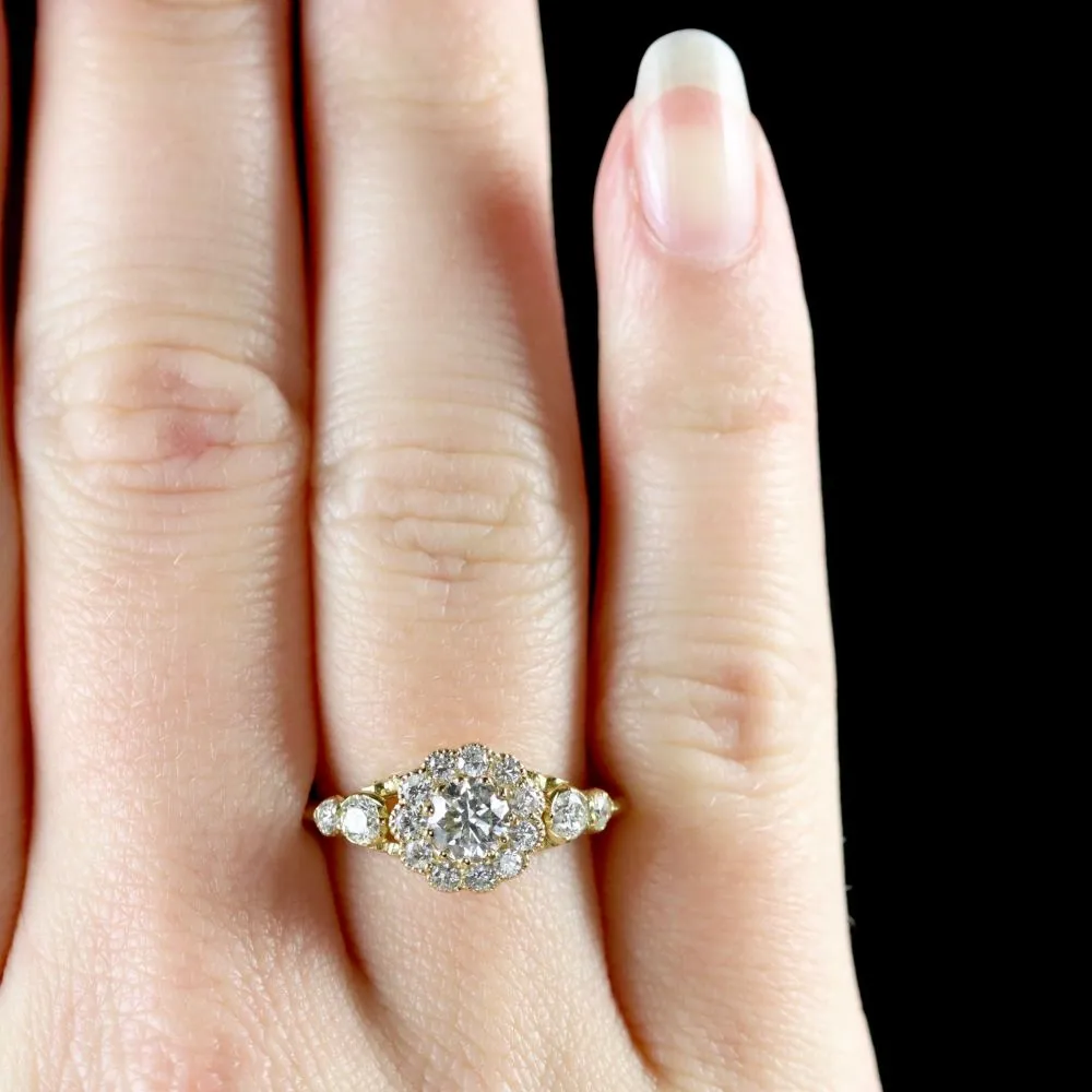 Diamond Cluster Ring 18Ct Yellow Gold Engagement Ring