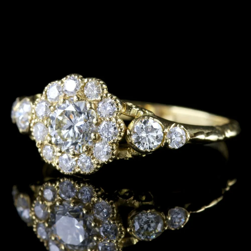 Diamond Cluster Ring 18Ct Yellow Gold Engagement Ring