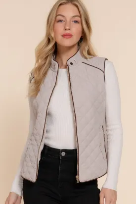 Diamond Quilted Vest - Pale Taupe