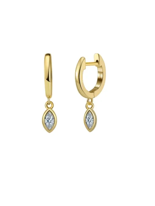 Diamond Shape Charm Hoop Earrings Dangle  Zircon 925 Sterling Silver Women's jewelry