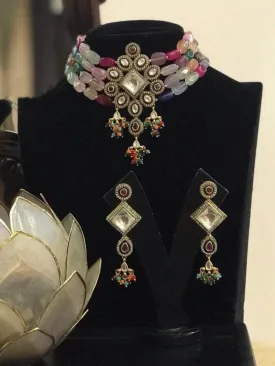 Diamond Shape Multi Colored Necklace