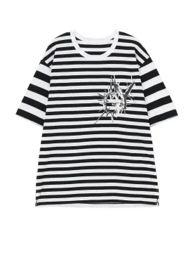 DIFFERENT LINES BORDER JERSEY GYLOGO TYPE-E GRAPHIC PRINT T-SHIRT