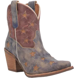 Dingo Ladies Liberty Stars Red & Blue Snip Toe Booties DI769