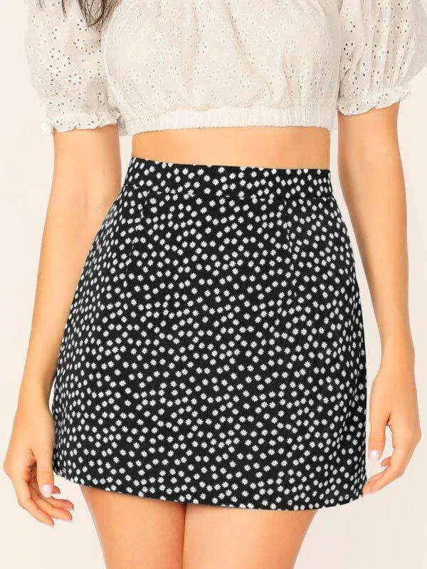 Ditsy Floral Print Skirt