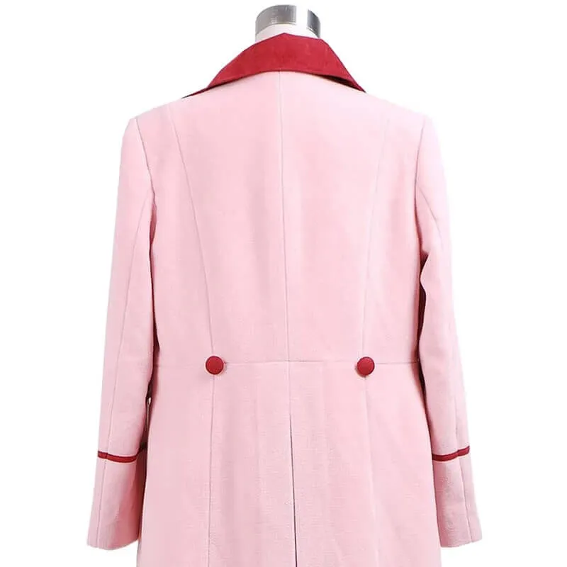 Doctor Who 5th Doctor Romana Long Pink Cashmere Trench Coat Cosplay Costume