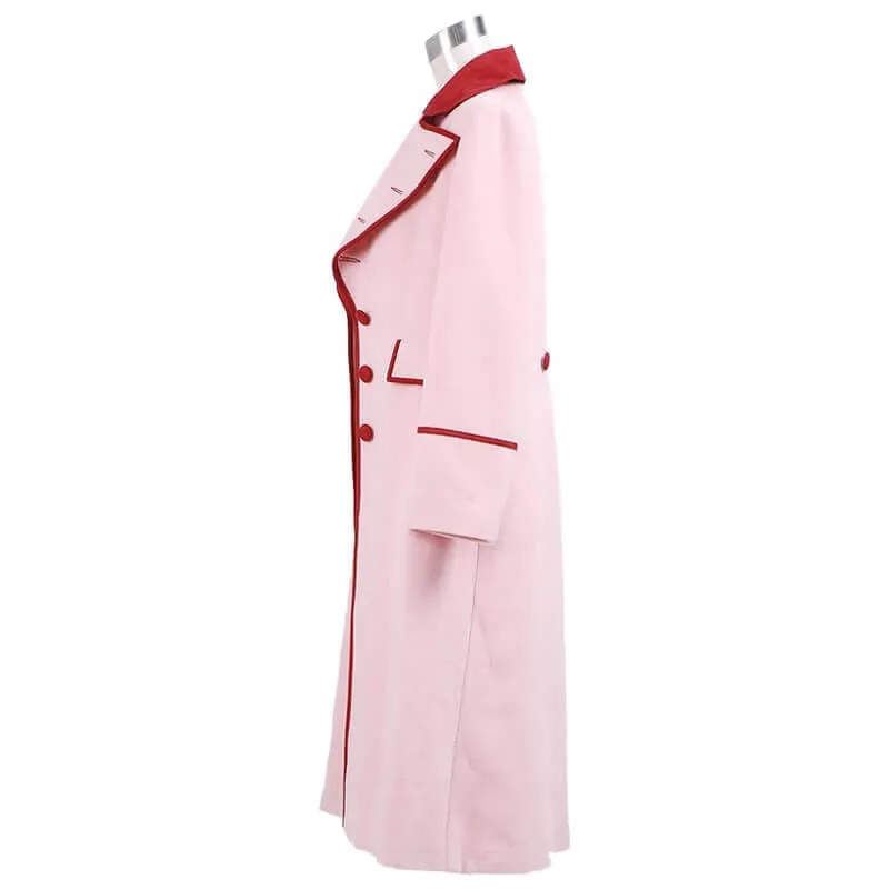 Doctor Who 5th Doctor Romana Long Pink Cashmere Trench Coat Cosplay Costume