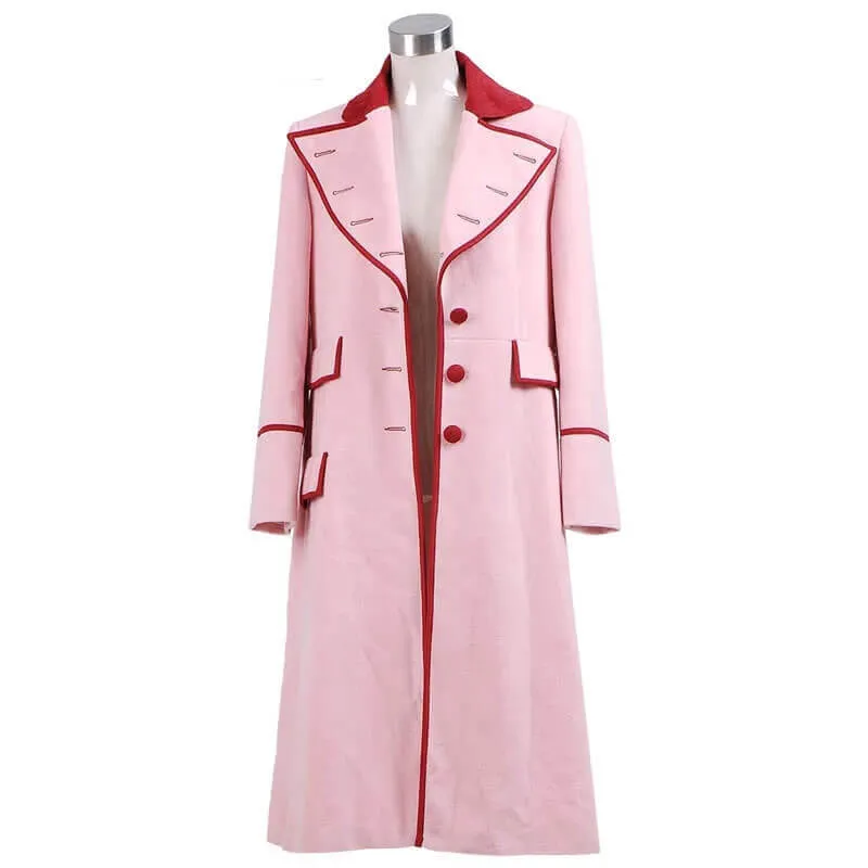 Doctor Who 5th Doctor Romana Long Pink Cashmere Trench Coat Cosplay Costume