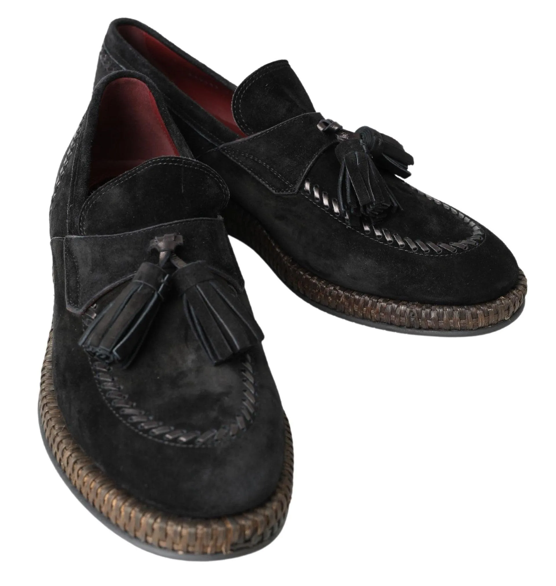 Dolce & Gabbana Black Suede Leather Casual Espadrille Shoes