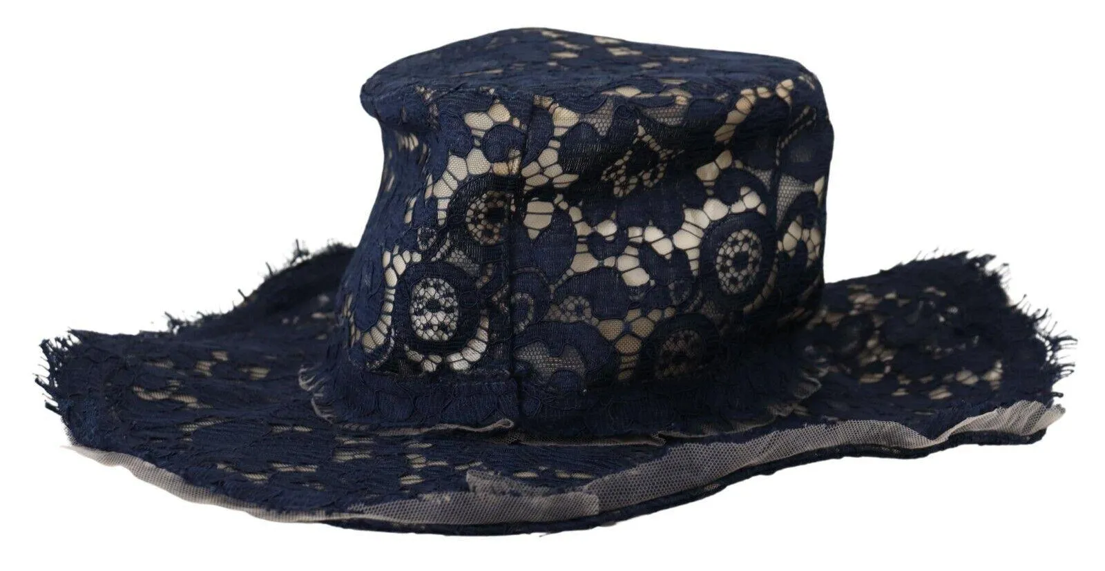 Dolce & Gabbana Blue Floral Lace Wide Brim Floppy Hat