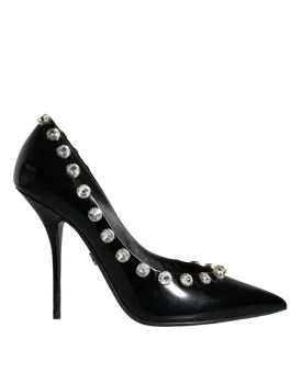 Dolce & Gabbana Crystal Pumps In Black Leather