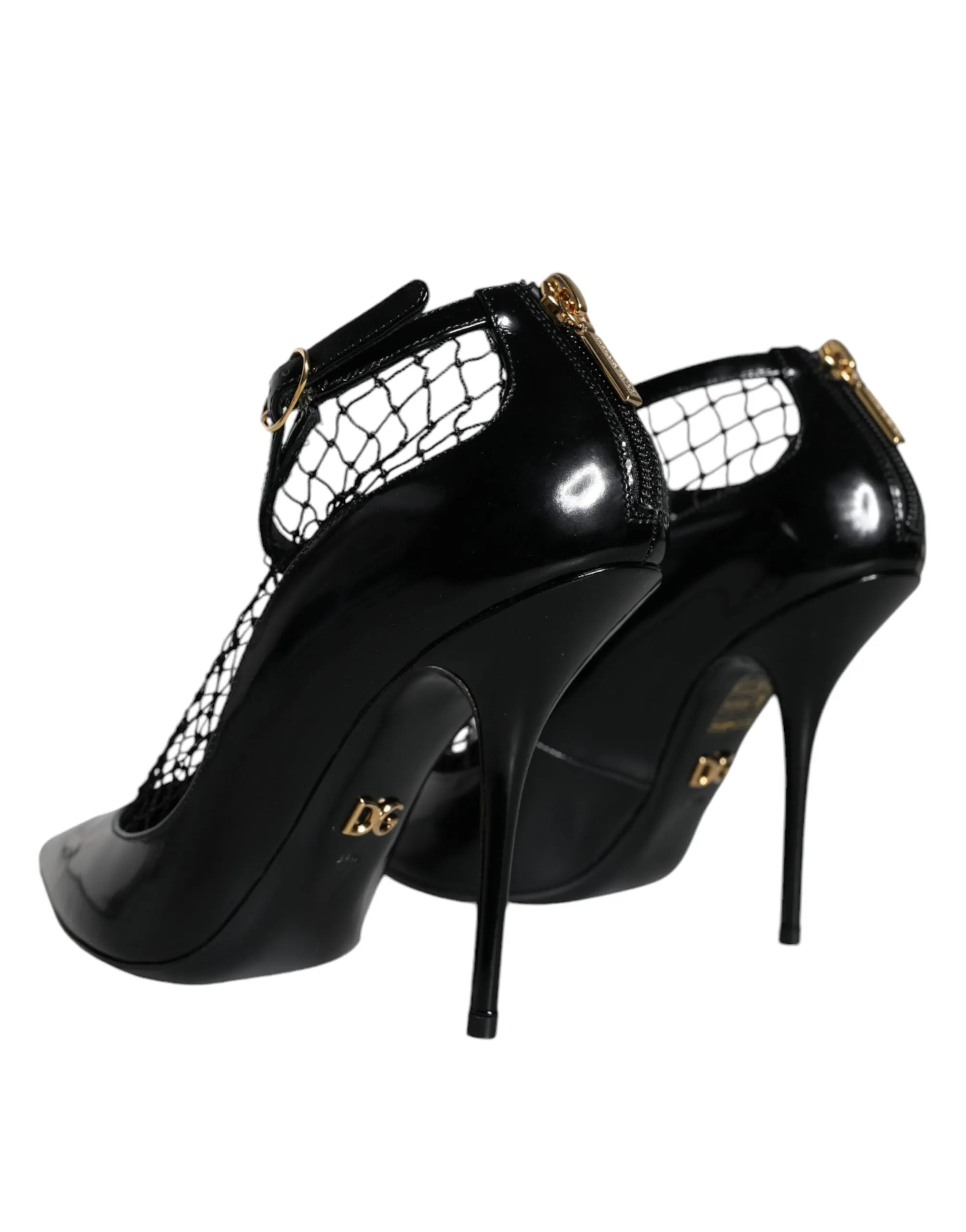 Dolce & Gabbana Patent Leather Mesh Pumps In Black