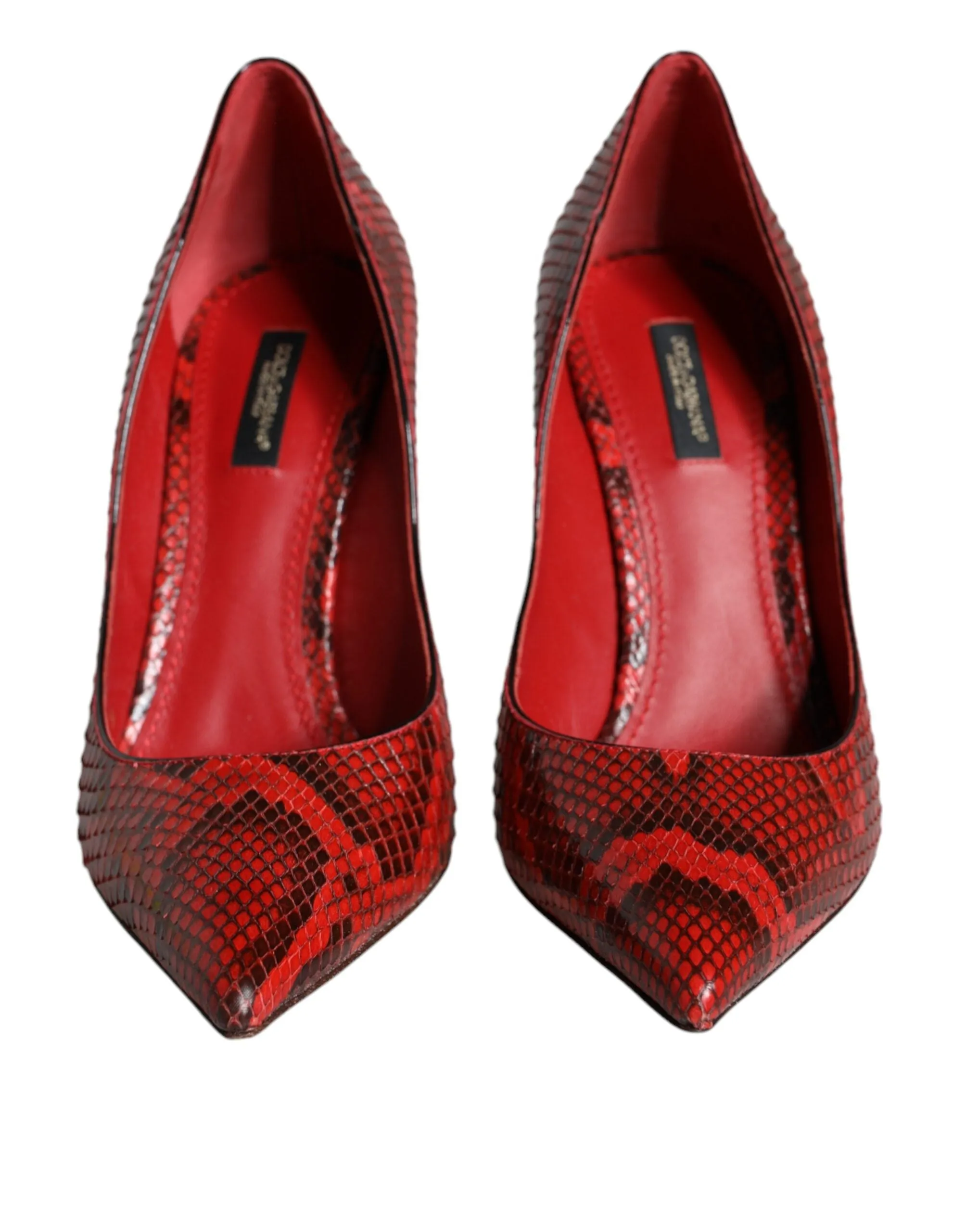 Dolce & Gabbana Python Leather Pumps In Red