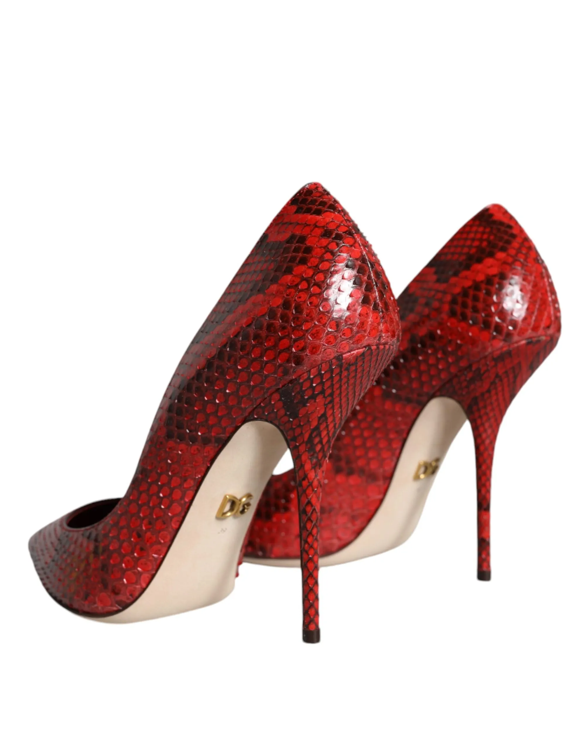 Dolce & Gabbana Python Leather Pumps In Red