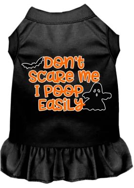 Don't Scare Me, Poops Easily Screen Print Dog Dress Black Xs