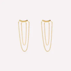 DOUBLE CHAIN DANGLE CLIP-ON EARRINGS IN GOLD