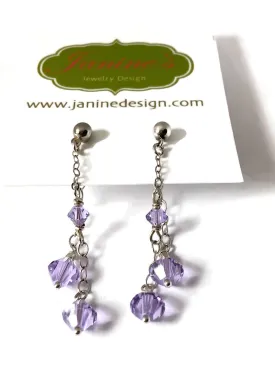 Double Sided Post Earrings/ Purple Crystal Earrings/Crystal Dangle Earrings