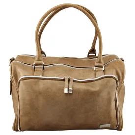 Double Zip Satchel Nappy Bag - Latte