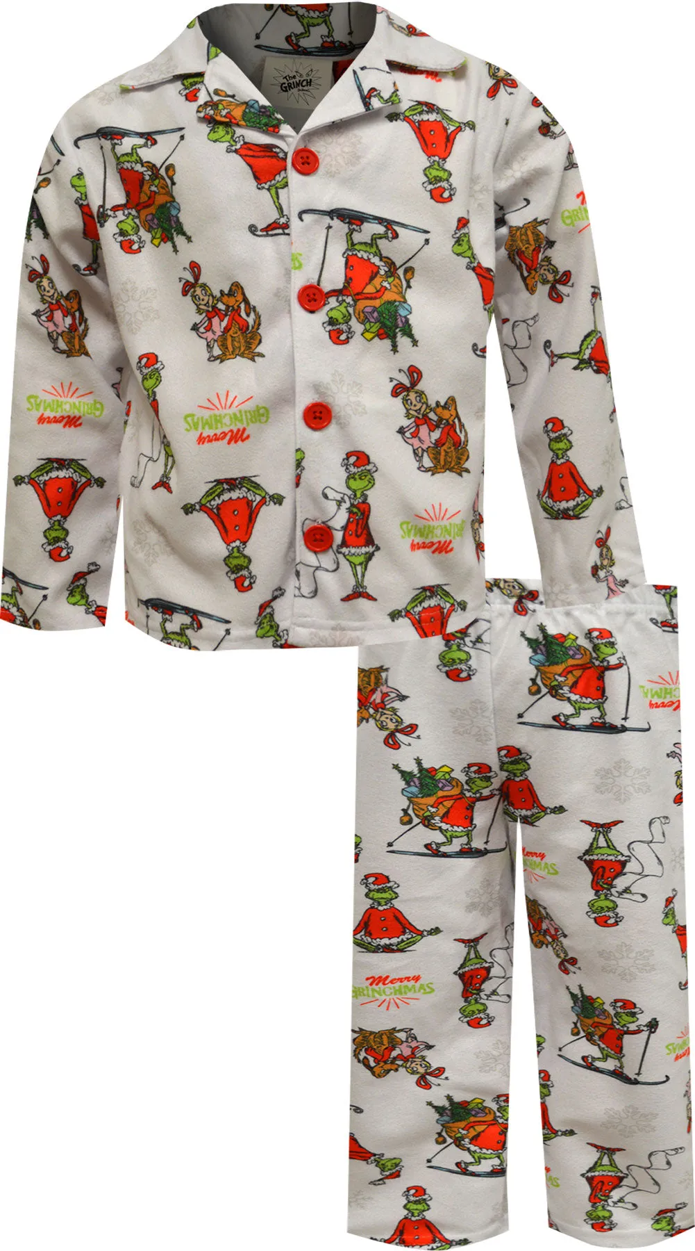 Dr. Seuss The Grinch Merry Christmas Boys Flannel Pajamas